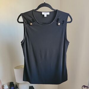 Nine West Black Sleeveless Top With Gold Detail